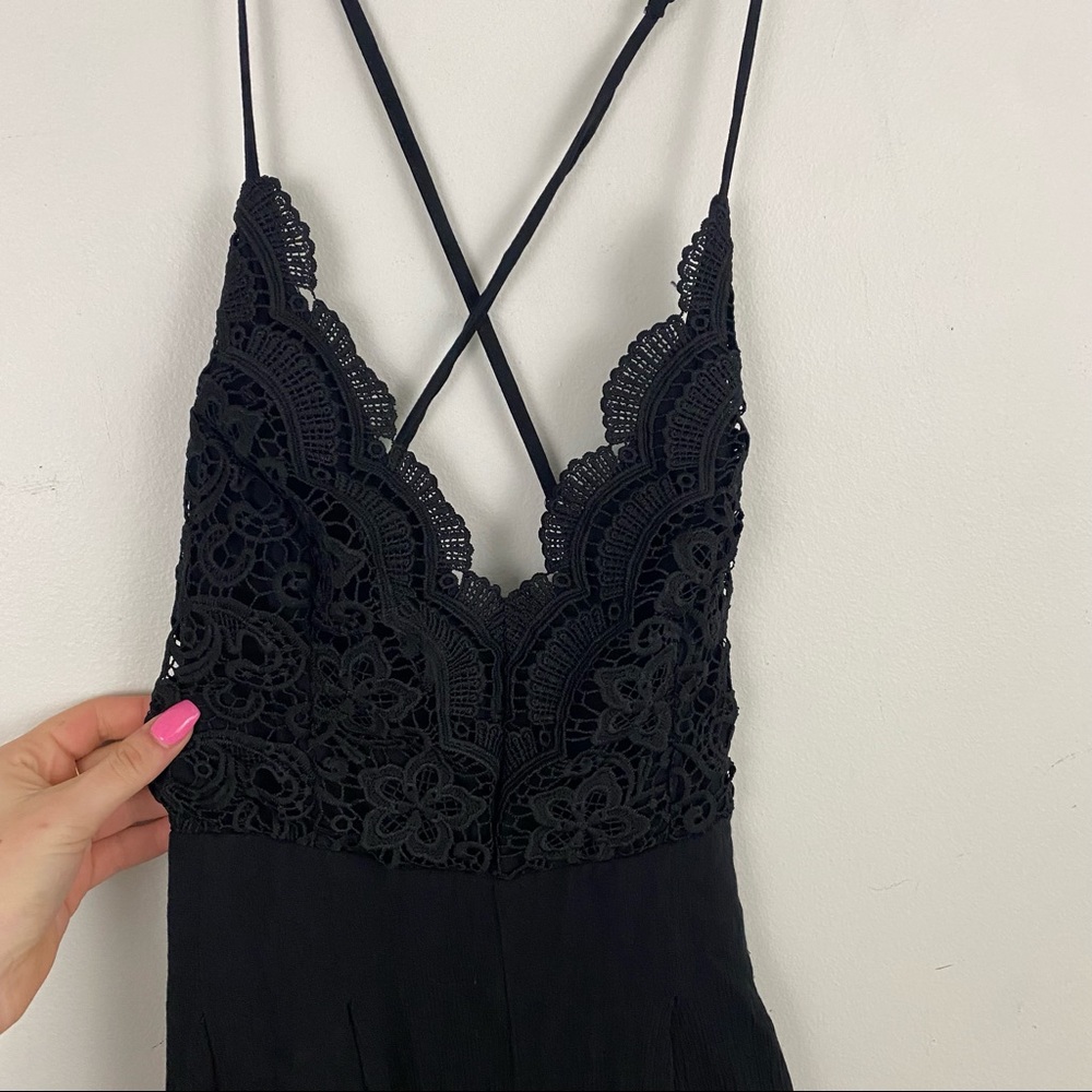 LULUS Star Spangled Black Backless Lace Romper - Picture 6 of 8